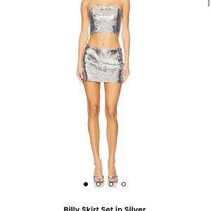 Silver Sequin Skirt Set